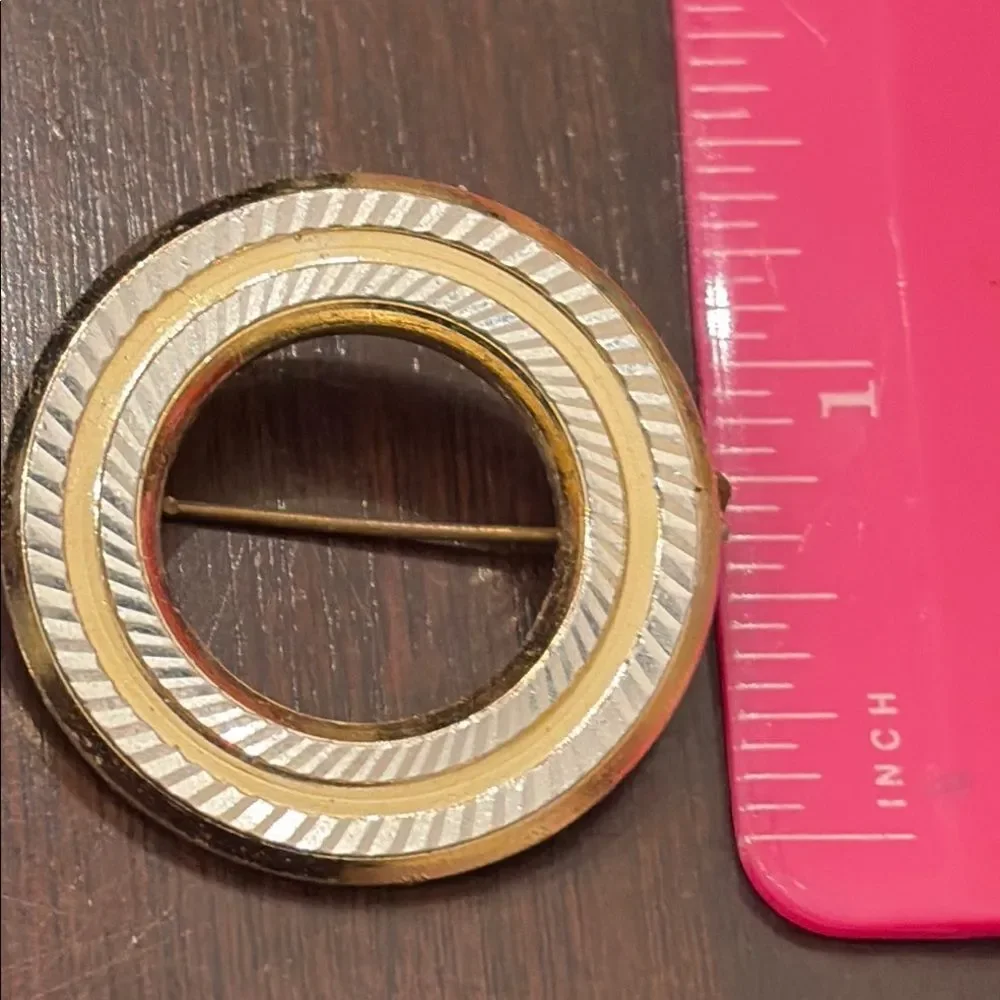 Elegant Gold silver Circular Brooch West Germany